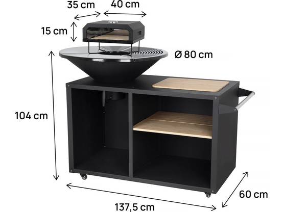 Habitat Et Jardin - Barbecue Plancha Brasero Avec Four à Pizza "maréchal" - ø 81 Cm - Noir -habitat Et Jardin - Image 3