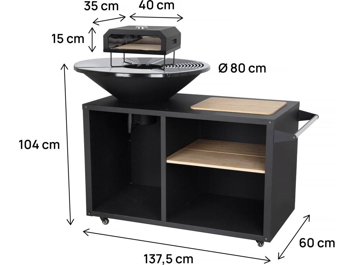 Habitat Et Jardin - Barbecue Plancha Brasero Avec Four à Pizza "maréchal" - ø 81 Cm  - Noir -habitat Et Jardin - Image 3