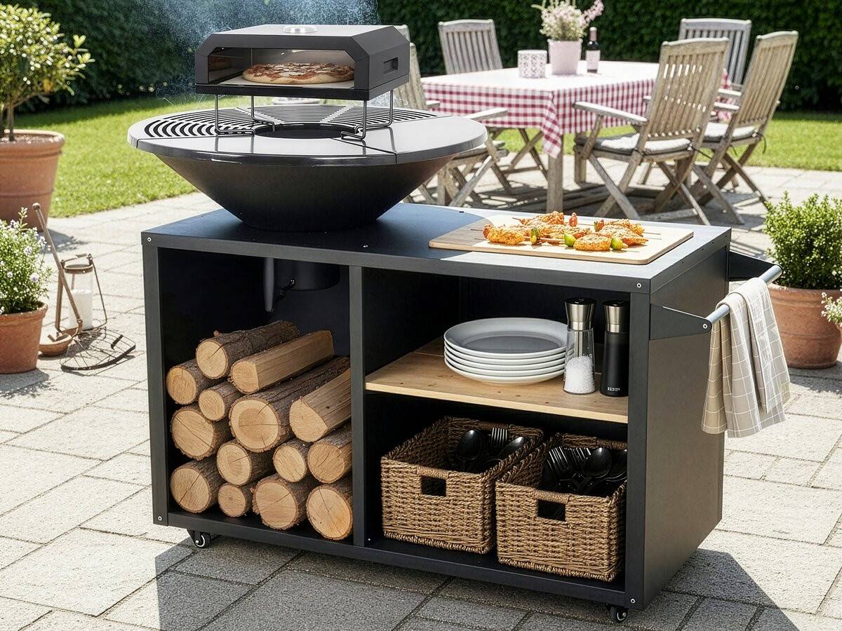 Habitat Et Jardin - Barbecue Plancha Brasero Avec Four à Pizza "maréchal" - ø 81 Cm  - Noir -habitat Et Jardin - Image 2
