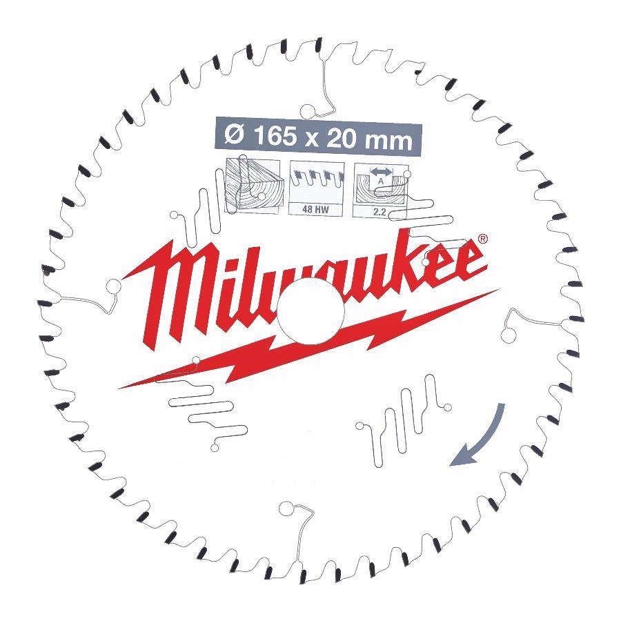 Lame de scie circulaire MILWAUKEE Bois - Ø 165 x 20 x 48 dents - 4932471295
