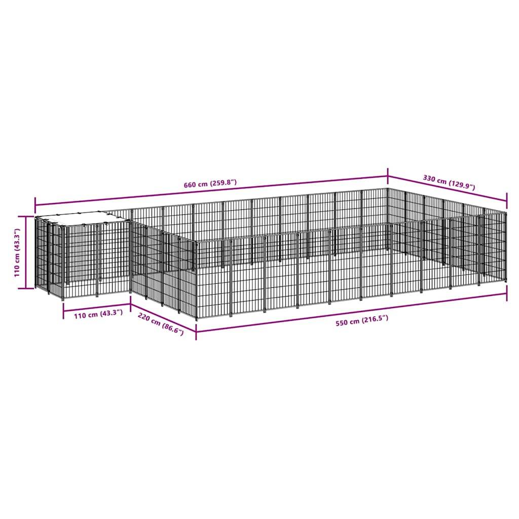 Vidaxl - Chenil Noir 19,36 m² Acier vidaXL 3082215 - Imagen 3