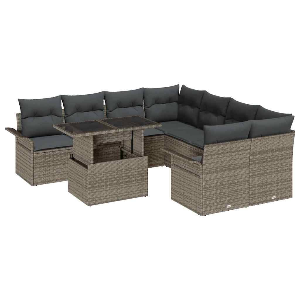 ComfortXL - Salon de jardin 8 places Gris 9 pcs polyrotin modulable en L avec table – ComfortXL Outdoor Living - Image 2