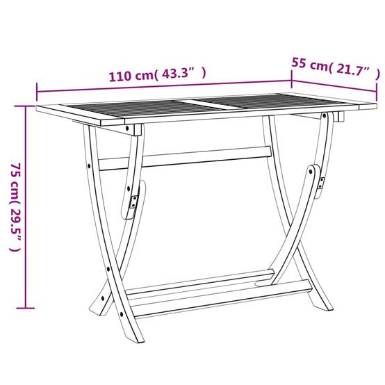 ComfortXL - Table de Jardin Pliable en Bois d'Acacia Massif 110x55 cm, Idéale Balcon et Petits Espaces – ComfortXL Outdoor Living - Image 9
