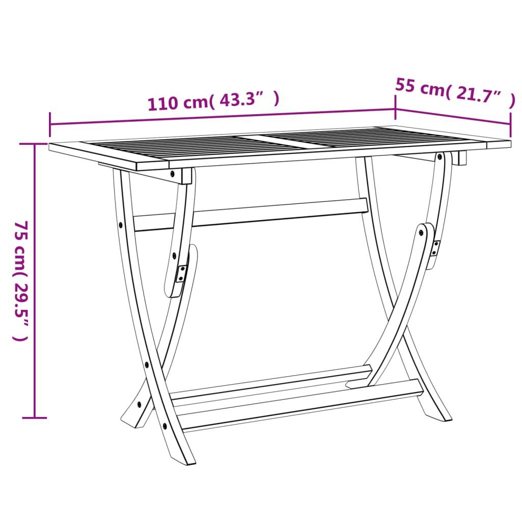 ComfortXL - Table de Jardin Pliable en Bois d'Acacia Massif 110x55 cm, Idéale Balcon et Petits Espaces – ComfortXL Outdoor Living - Image 9