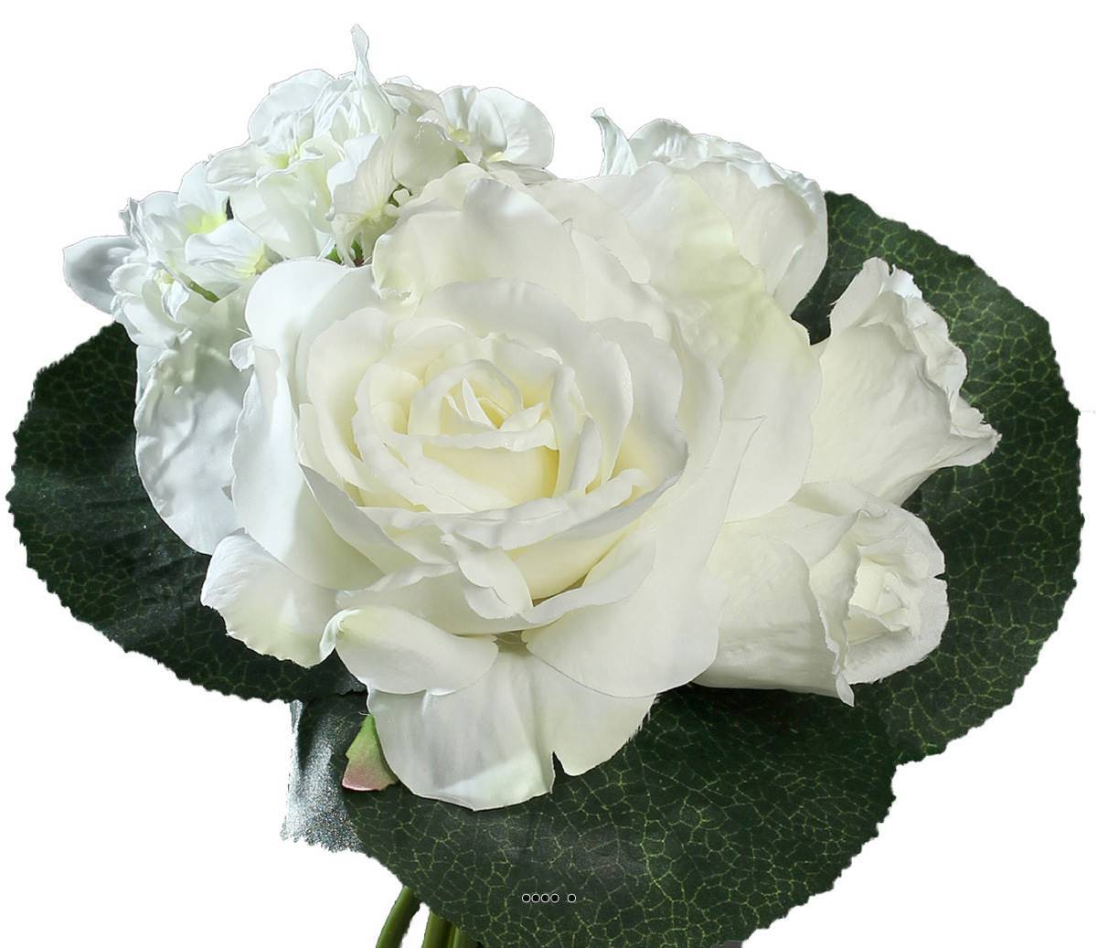 Bouquet varié de Roses et pivoine factices avec feuilles H25cm Crème - couleur: Crème - Image 1