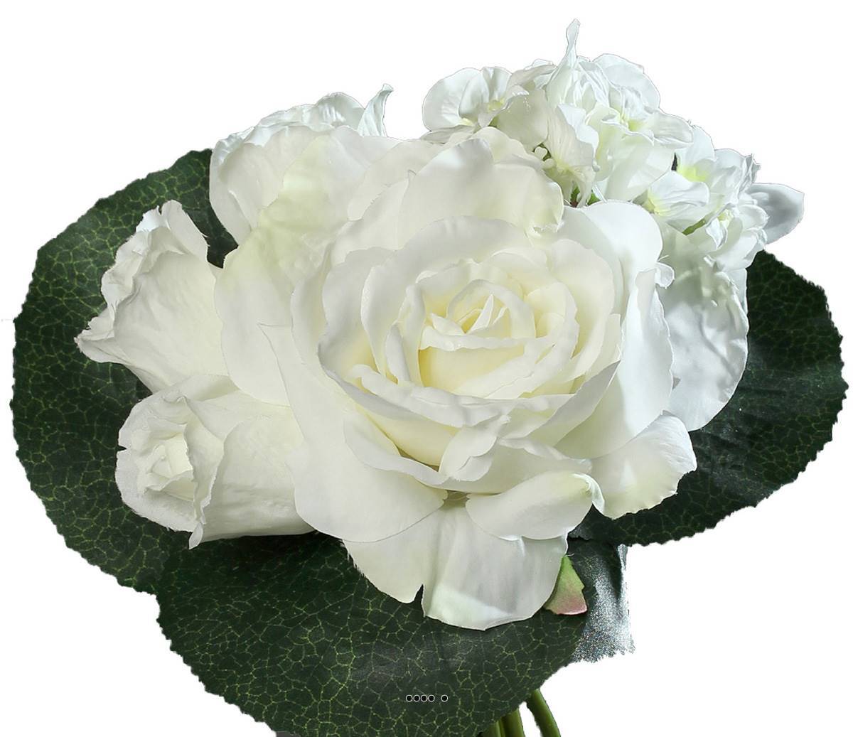 Bouquet varié de Roses et pivoine factices avec feuilles H25cm Crème - couleur: Crème - Image 2