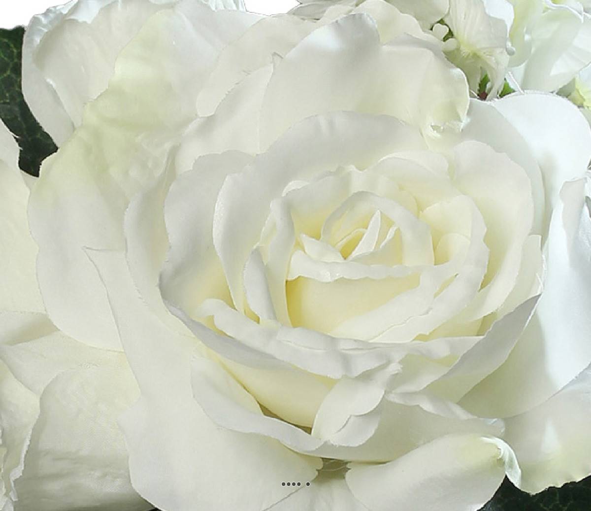 Bouquet varié de Roses et pivoine factices avec feuilles H25cm Crème - couleur: Crème - Image 3