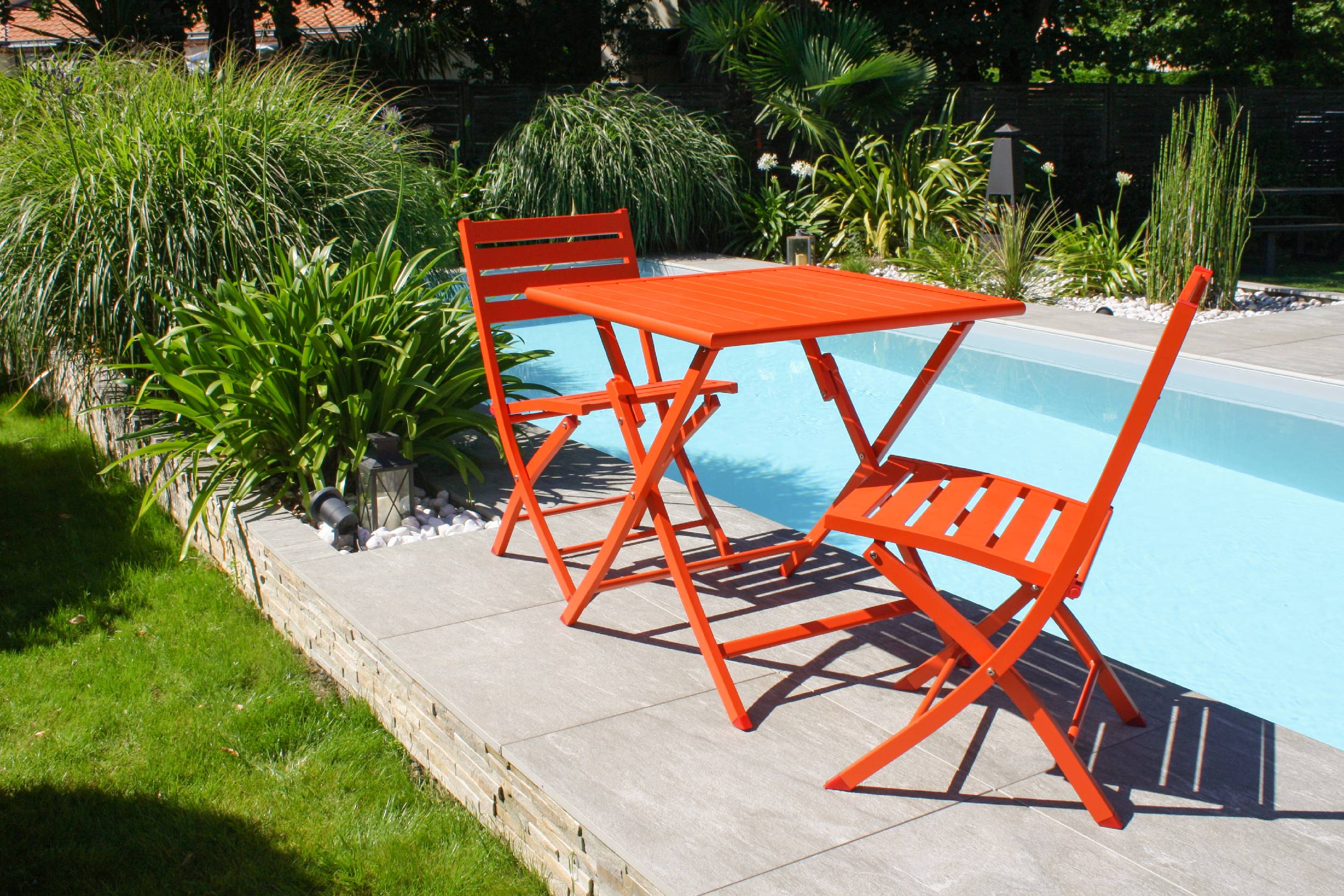 City Garden - Chaise de jardin pliante en aluminium - Orange - MARIUS - Imagen 2