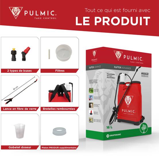 Pulmic Pulvérisateur Dorsal Manuel 16L.Sulfateuse Professionnelle pour pulvérisation.Sac à Dos de pulvérisation pour herbicide - Image 5