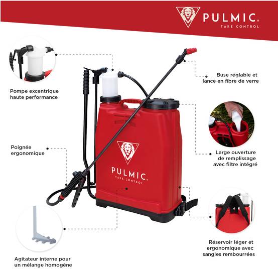 Pulmic Pulvérisateur Dorsal Manuel 16L.Sulfateuse Professionnelle pour pulvérisation.Sac à Dos de pulvérisation pour herbicide - Image 2