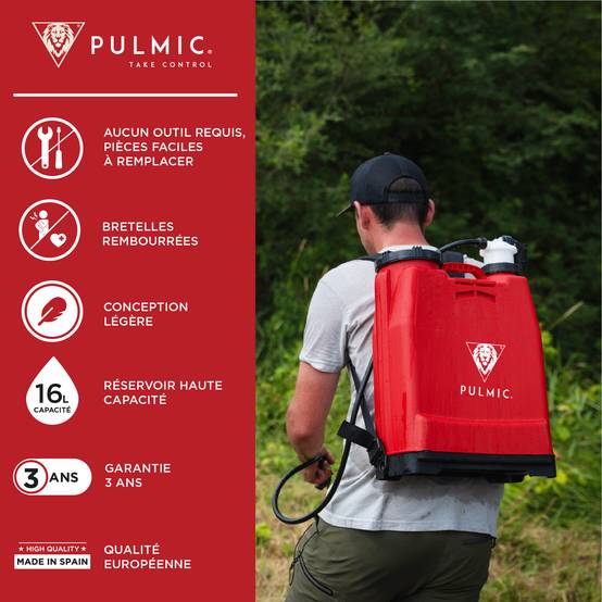 Pulmic Pulvérisateur Dorsal Manuel 16L.Sulfateuse Professionnelle pour pulvérisation.Sac à Dos de pulvérisation pour herbicide - Image 9