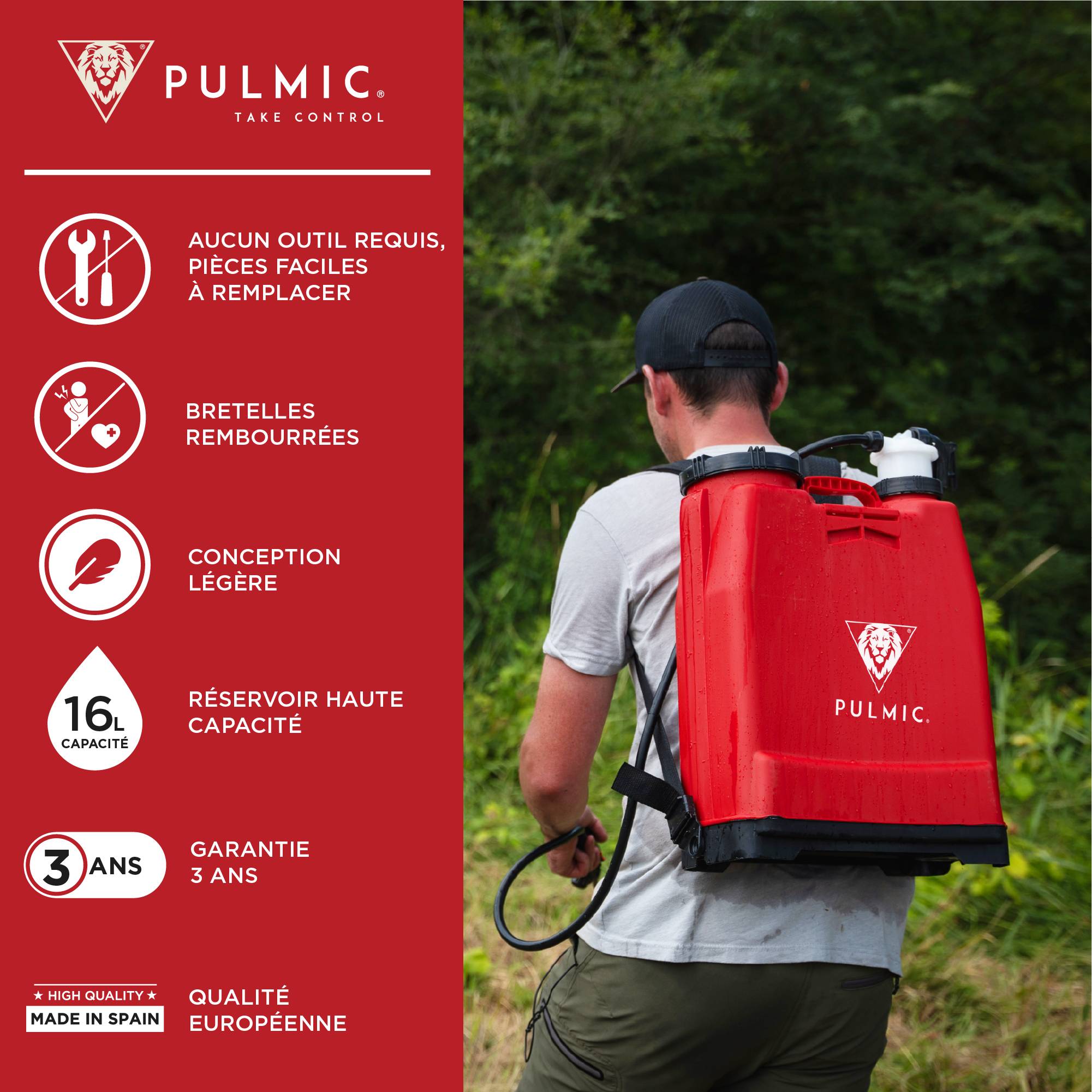 Pulmic Pulvérisateur Dorsal Manuel 16L.Sulfateuse Professionnelle pour pulvérisation.Sac à Dos de pulvérisation pour herbicide - Image 9