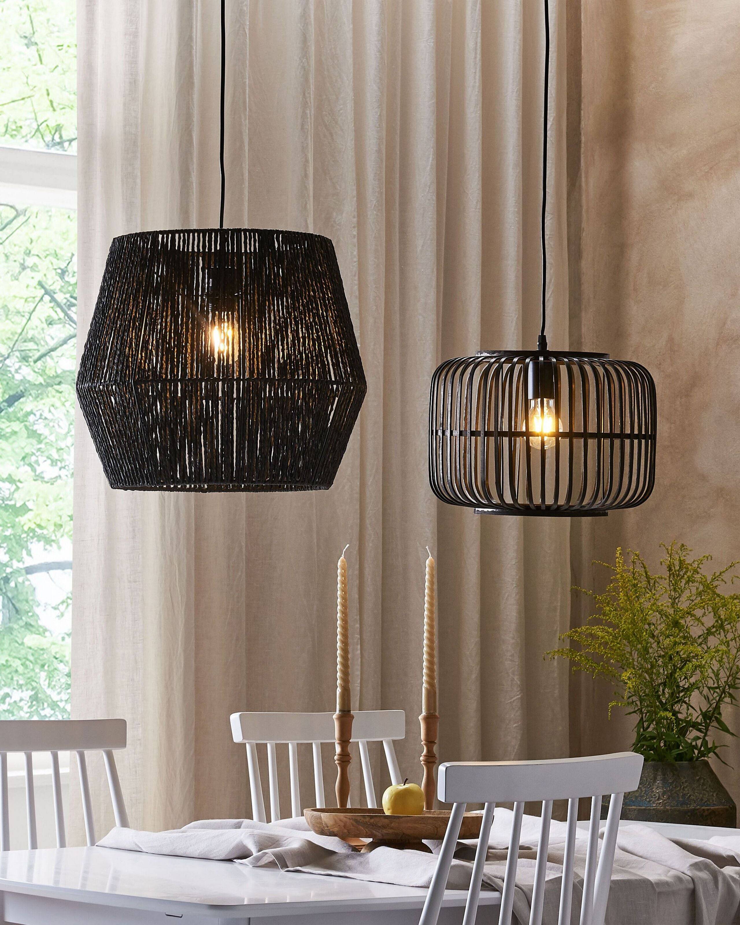 Beliani - Lampe suspension Bambou Noir MACHEKE - 32x32x24- Beliani - Image 1