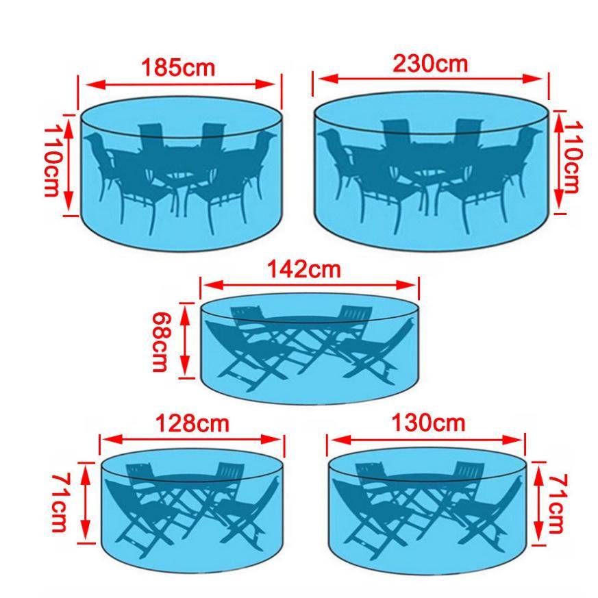 IntiMeg - Housse salon de jardin, Oxford Housse de Protection Salon de Jardin Housse Table Bâche Salon de Jardin Imperméable Résistant à la Vent , 148x60 cm - Image 4