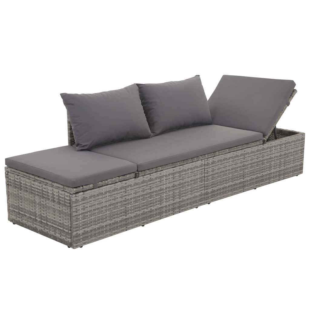 Vidaxl - Lit de jardin Gris 195x60 cm Résine tressée vidaXL 43955 - Imagen 3