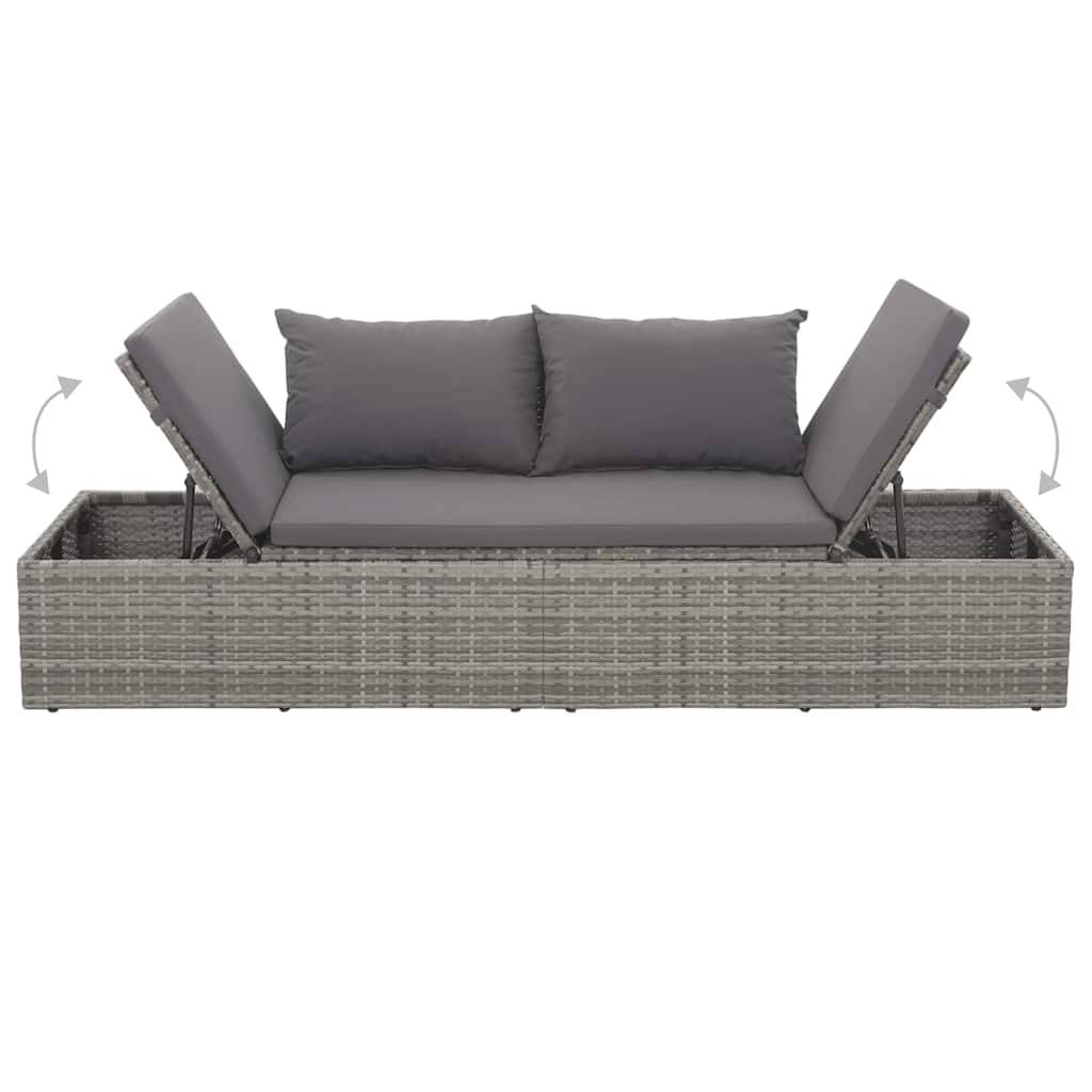 Vidaxl - Lit de jardin Gris 195x60 cm Résine tressée vidaXL 43955 - Imagen 4