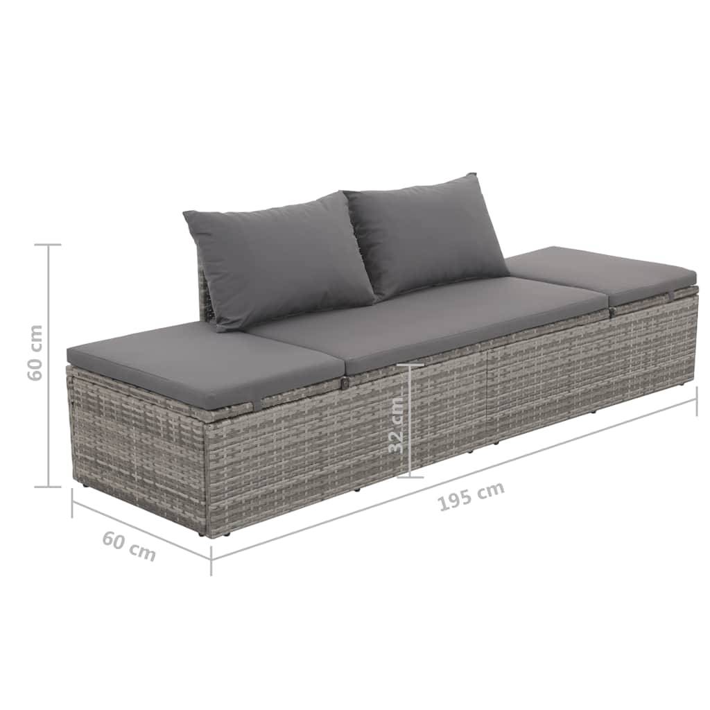 Vidaxl - Lit de jardin Gris 195x60 cm Résine tressée vidaXL 43955 - Imagen 2