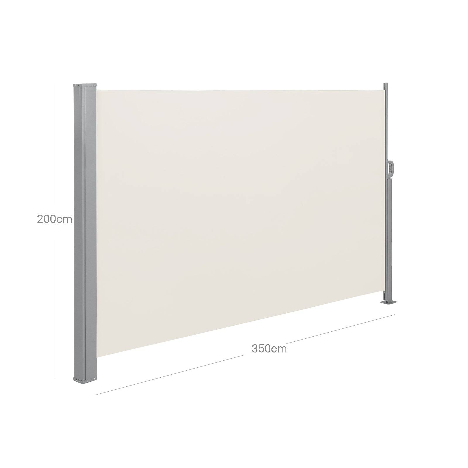 Helloshop26 - Store latéral pour balcon et terrasse pare-soleil 200 x 350 cm (h x l) brise-vue protection vie privée beige - Imagen 4
