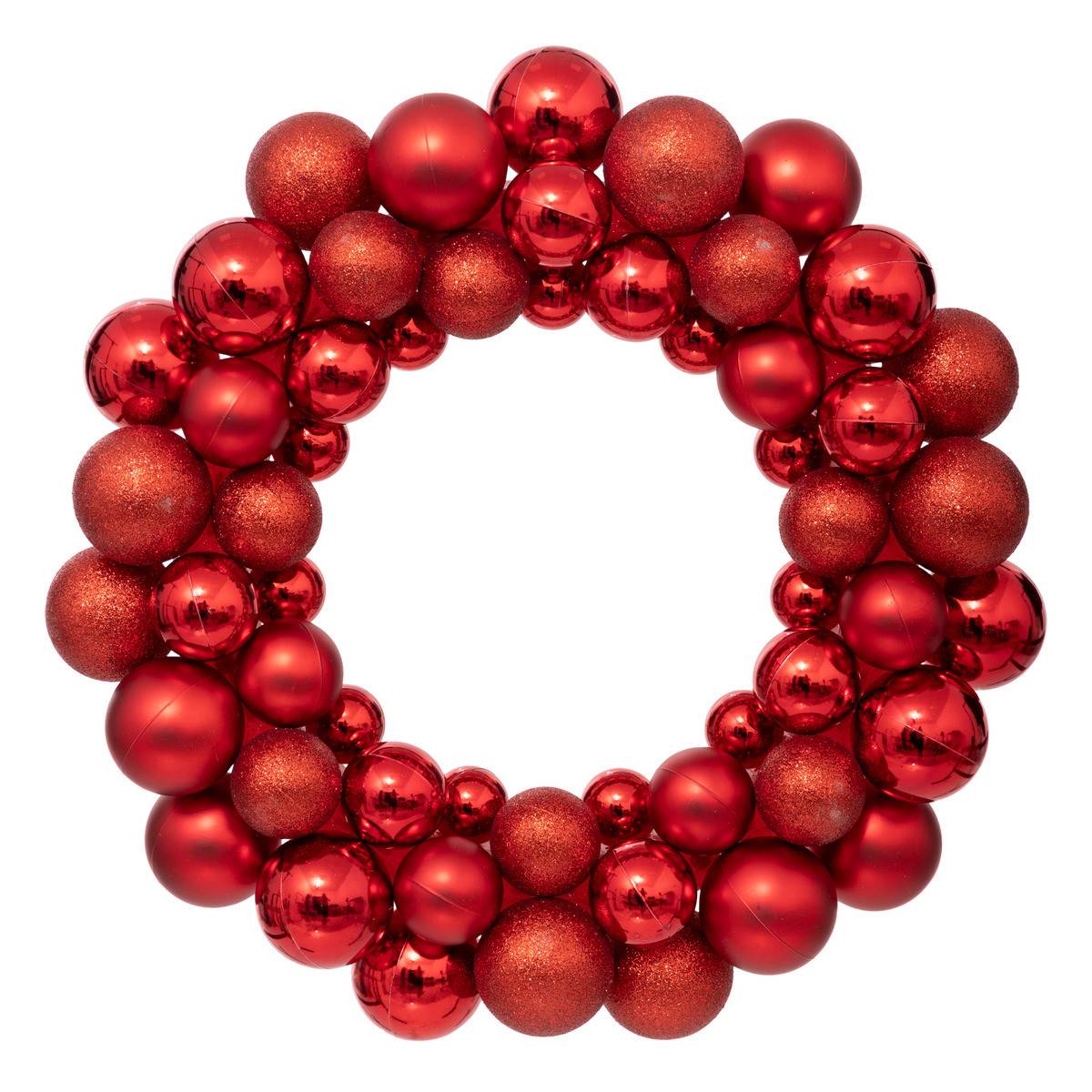 Fééric Lights & Christmas - Couronne  Boules de Noël Rouge D 35 cm