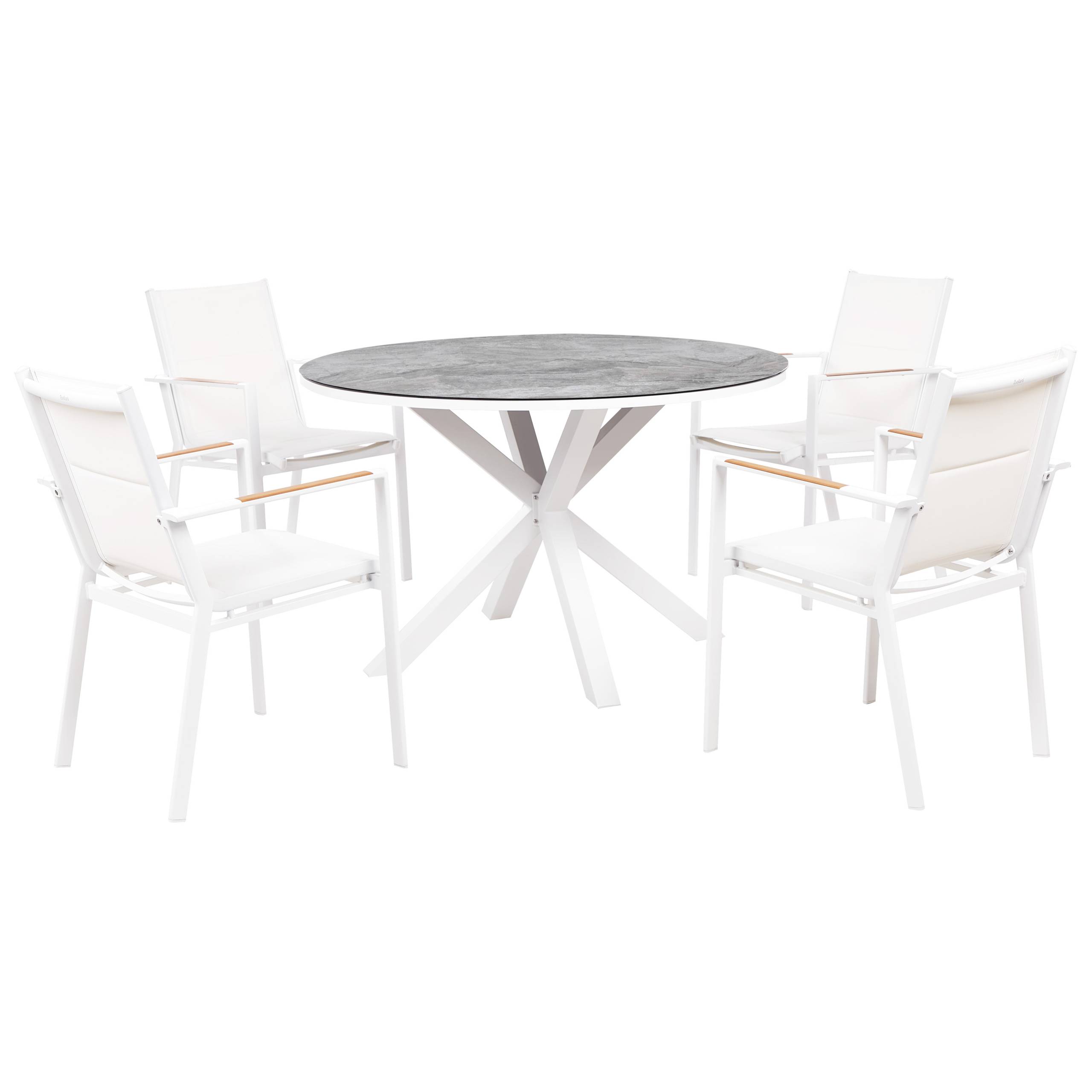 Beliani - Set de salle à manger, 4 Personnes Aluminium Blanc MALETTO/BUSSETO - Beliani - Imagen 2