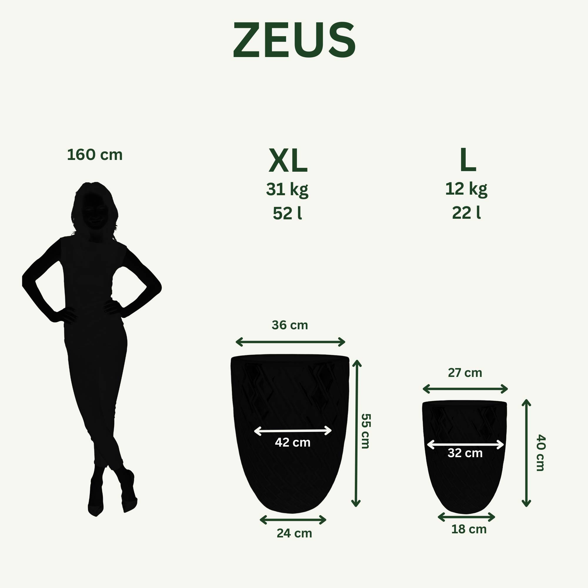 Pot ZEUS 41x55cm bronze sablé - Image 4