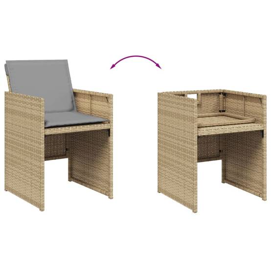 Chaises de jardin résine tressée mélange beige avec coussins 50,5 x 54 x 79 cm (lot de 4), Poids :24.4kg - PANGIVO - Image 8