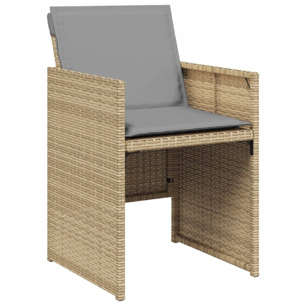 Chaises de jardin résine tressée mélange beige avec coussins 50,5 x 54 x 79 cm (lot de 4), Poids :24.4kg - PANGIVO - Image 3