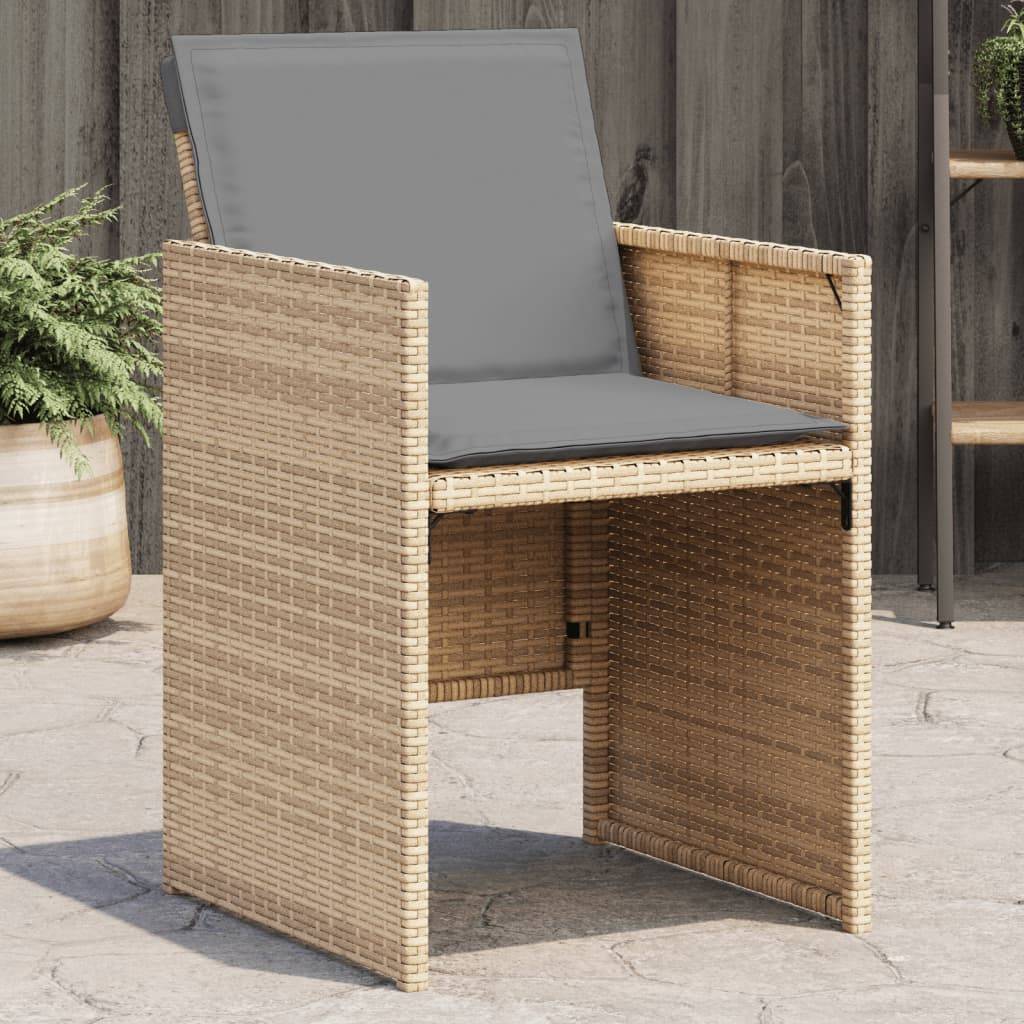 Chaises de jardin résine tressée mélange beige avec coussins 50,5 x 54 x 79 cm (lot de 4), Poids :24.4kg - PANGIVO - Image 1