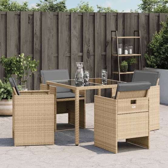 Chaises de jardin résine tressée mélange beige avec coussins 50,5 x 54 x 79 cm (lot de 4), Poids :24.4kg - PANGIVO - Image 4