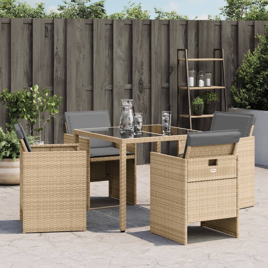 Chaises de jardin résine tressée mélange beige avec coussins 50,5 x 54 x 79 cm (lot de 4), Poids :24.4kg - PANGIVO - Image 4