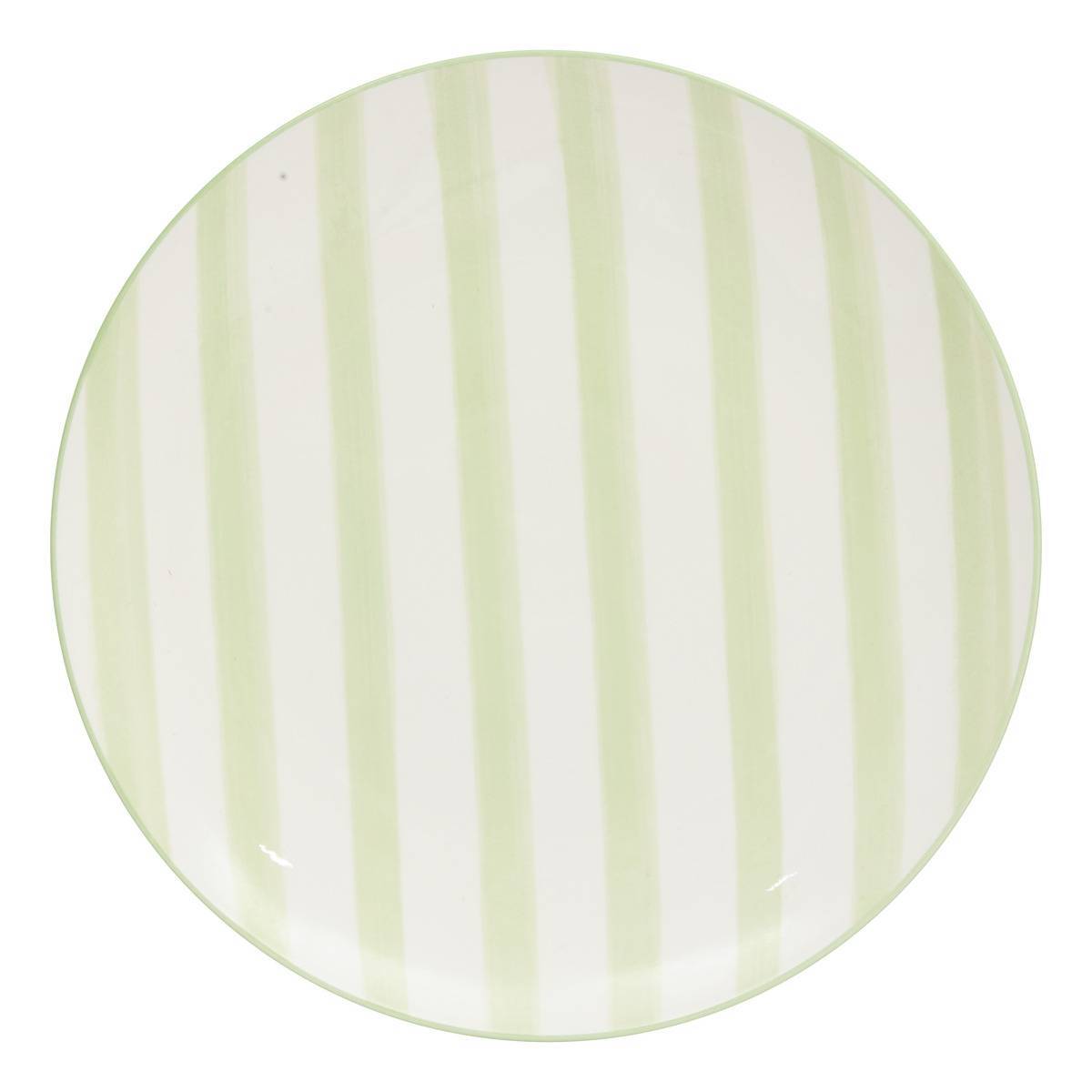 Atmosphera - Lot de 6 Assiette plate rayée Charlie vert D27cm - Atmosphera Créateur d'intérieur - Image 2