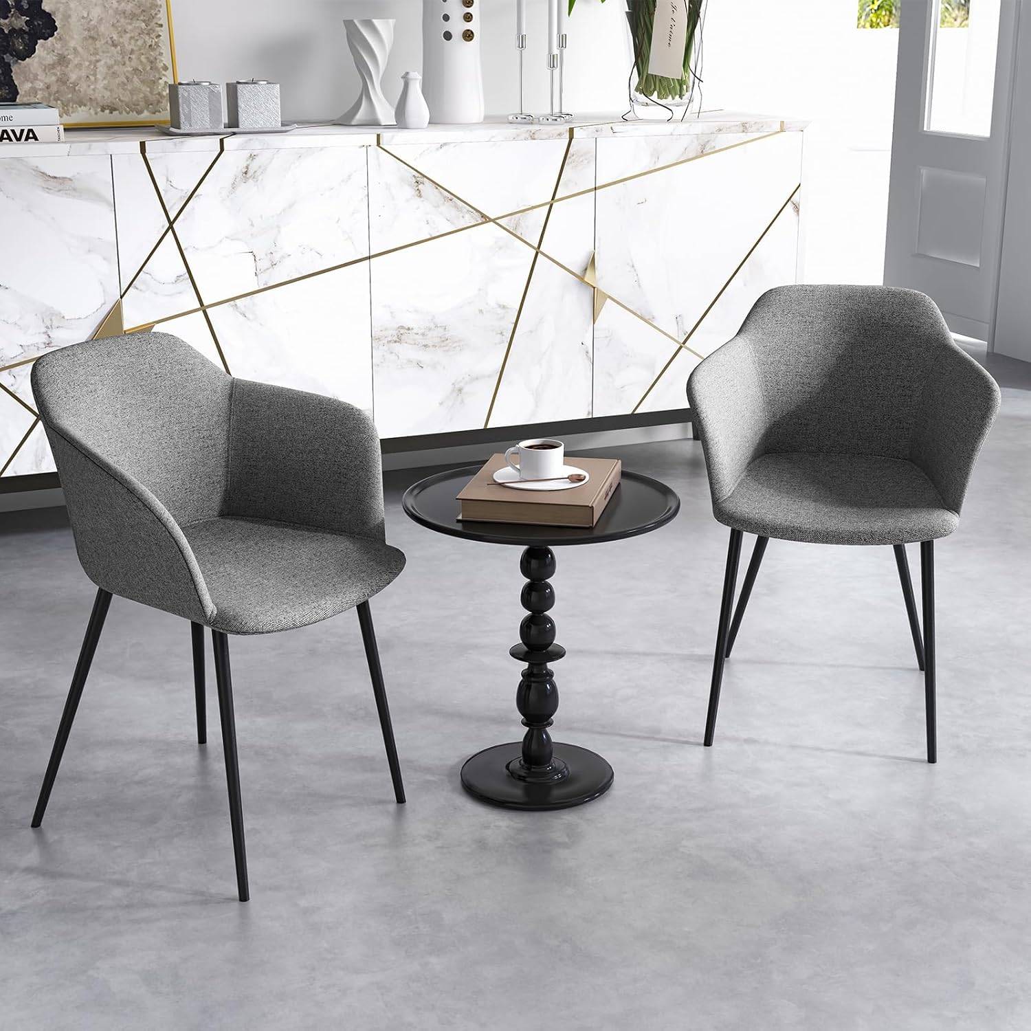 Costway - Fauteuil Scandinave Lot de 2, Fauteuil Salon Rembourrées avec Accoudoirs,Charge 150 KG (Gris foncé) - Image 9