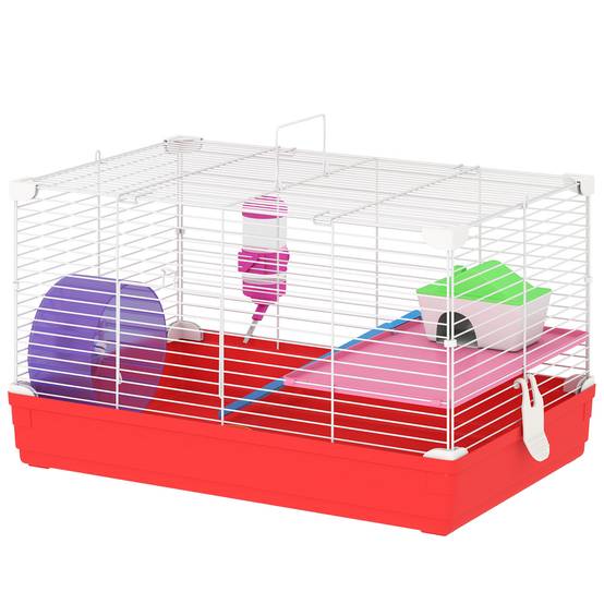 Cage hamster métal rongeurs 2 niveaux avec roue exercice 47x30cm blanc - ComfortXL Outdoor Living - Image 2