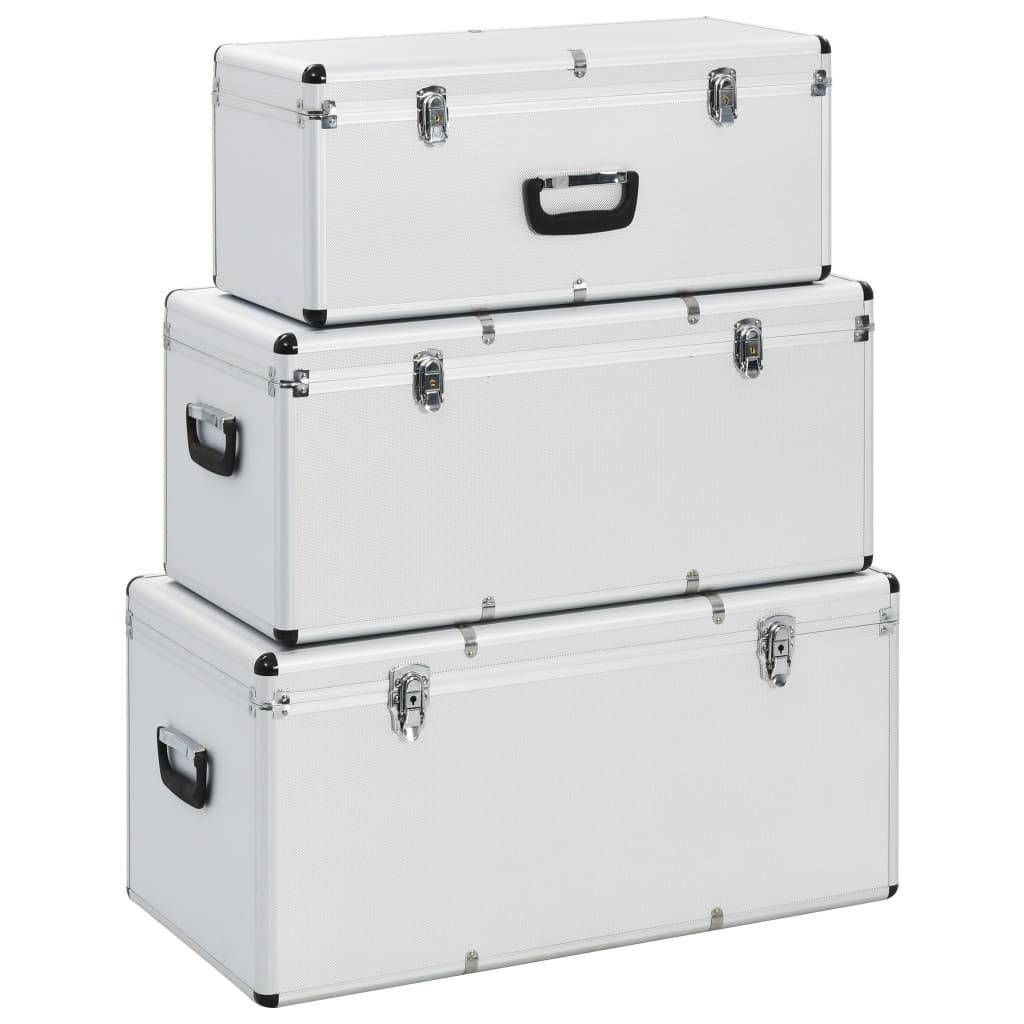 Helloshop26 - Boîtes de rangement 3 pièces argenté Aluminium - Imagen 1