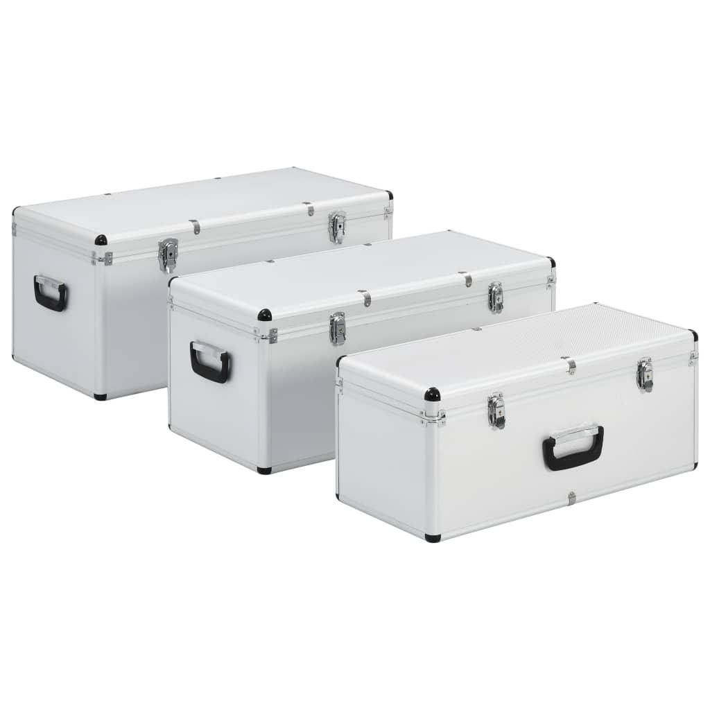 Helloshop26 - Boîtes de rangement 3 pièces argenté Aluminium - Imagen 2