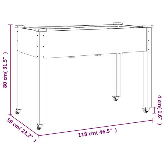 Grand carré potager surélevé mobile bois de sapin Brun 118x59 cm – ComfortXL Outdoor Living - Image 7