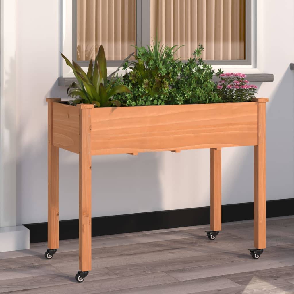 Grand carré potager surélevé mobile bois de sapin Brun 118x59 cm – ComfortXL Outdoor Living - Image 1