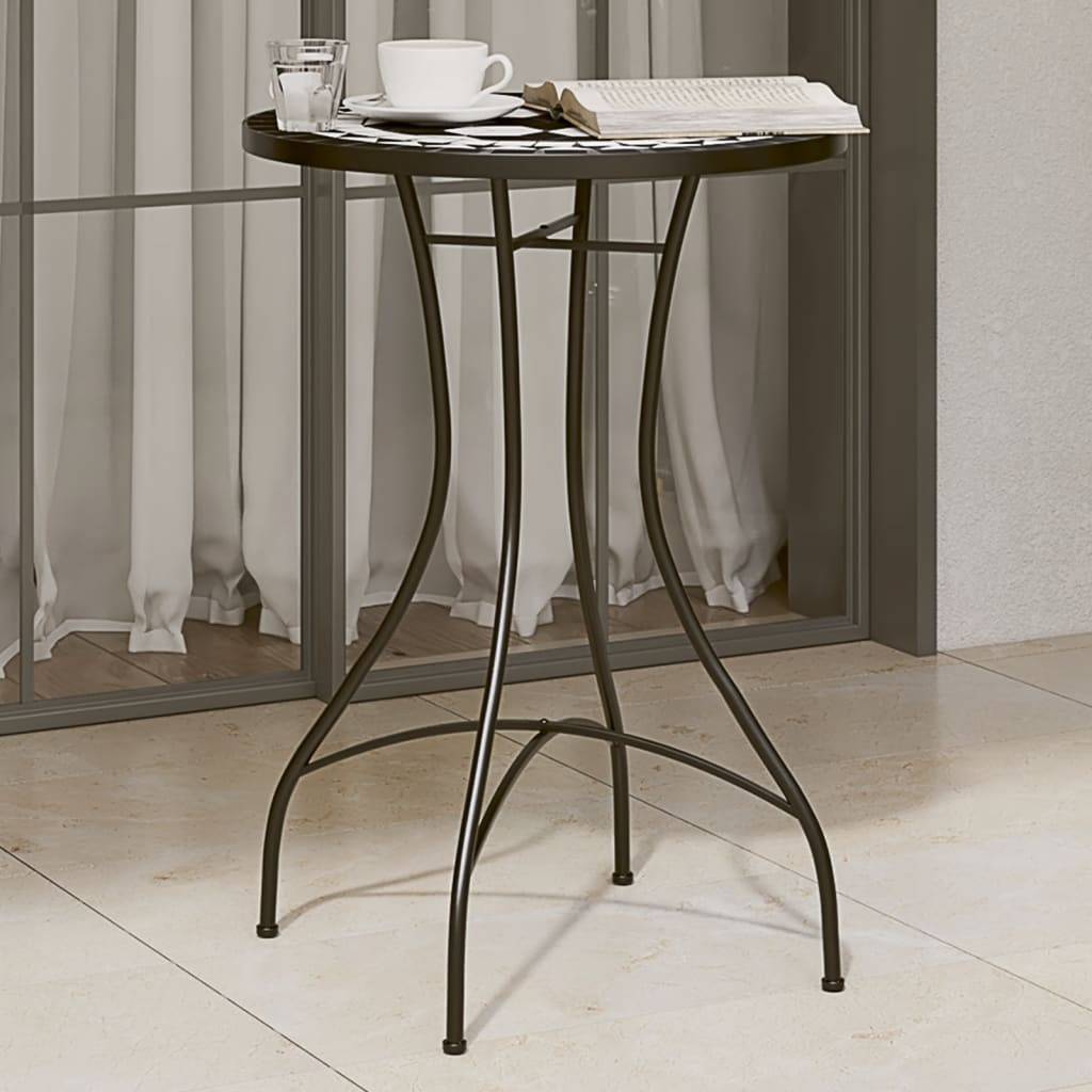 Maison Chic - Table de jardin | Table de bistro mosaïque noir et blanc Ø50x70 cm céramique - Image 2