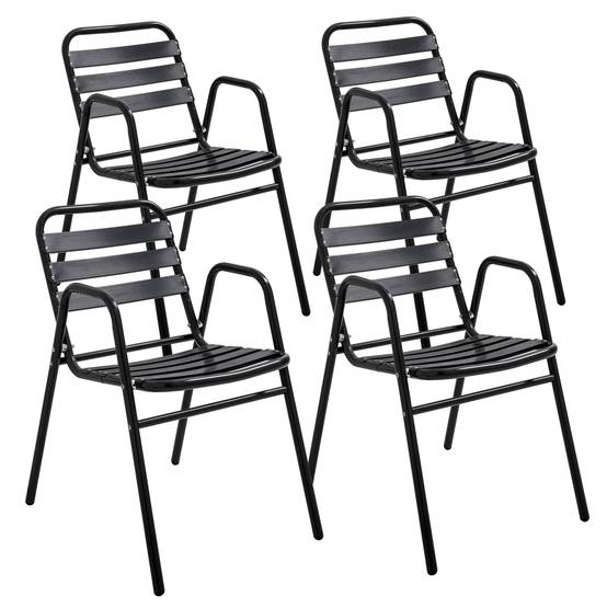 Oviala - Lot de 4 fauteuils de jardin aluminium noir Nothing Hill - Oviala - Image 1