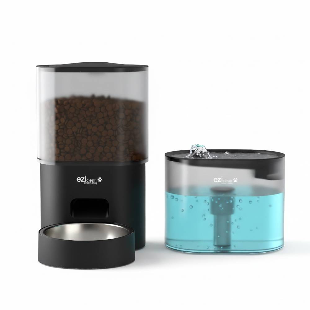 Distributeur de croquettes et fontaine pour chat et petit chien Eziclean® Nutribot Connect Ultra (3,5L/3L)