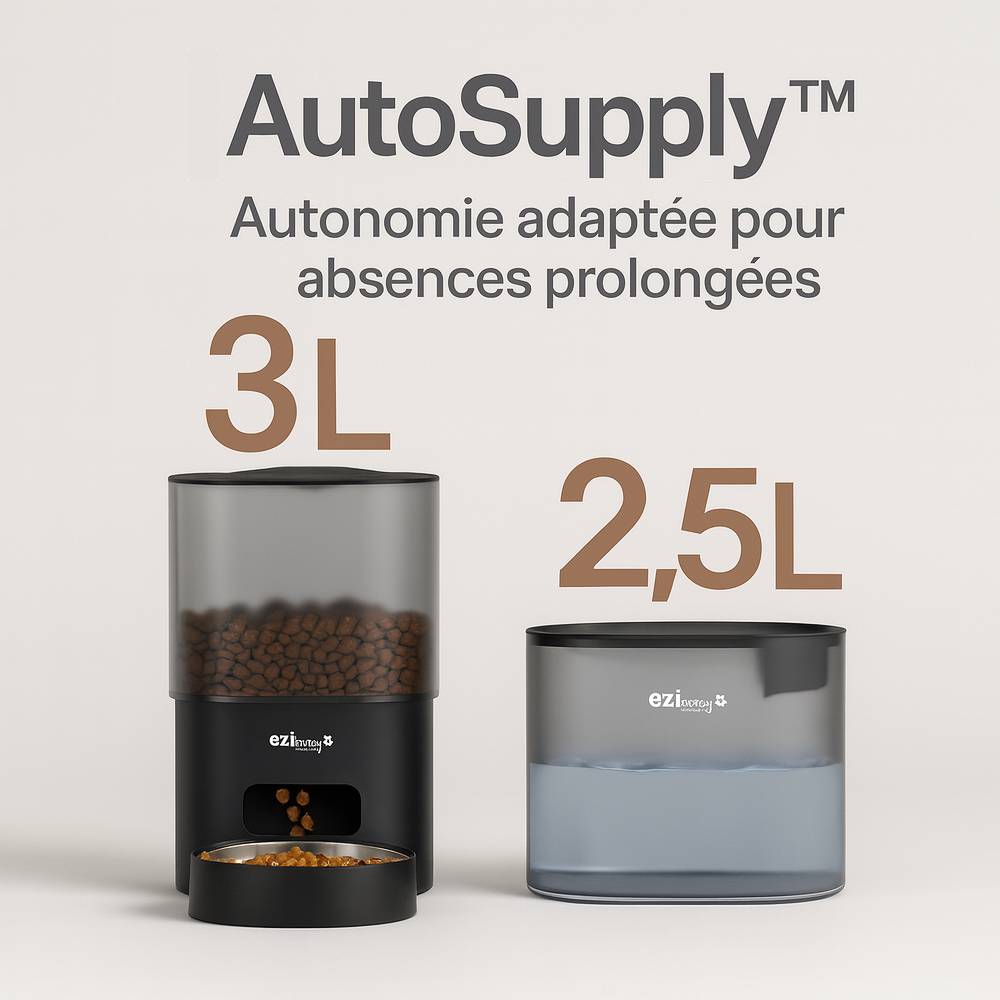 Distributeur de croquettes et fontaine pour chat et petit chien Eziclean® Nutribot Connect Ultra (3,5L/3L) - Image 2