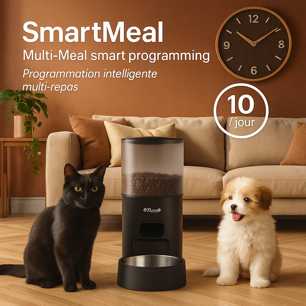 Distributeur de croquettes et fontaine pour chat et petit chien Eziclean® Nutribot Connect Ultra (3,5L/3L) - Image 4