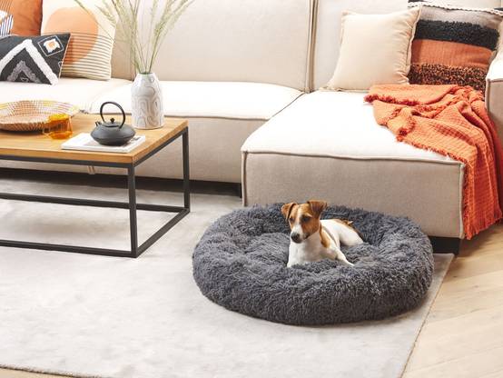 Beliani - Lit pour animal Fourrure synthétique Gris foncé KULU - 80x80x20- Beliani - Image 1