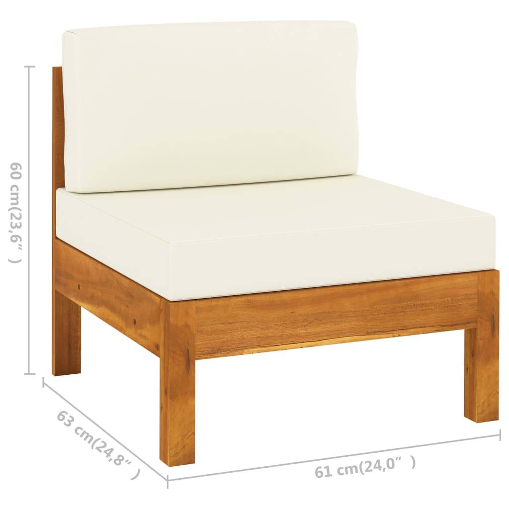 Helloshop26 - Salon de jardin meuble d'extérieur ensemble de mobilier 10 pièces avec coussins blanc crème bois d'acacia - Imagen 8