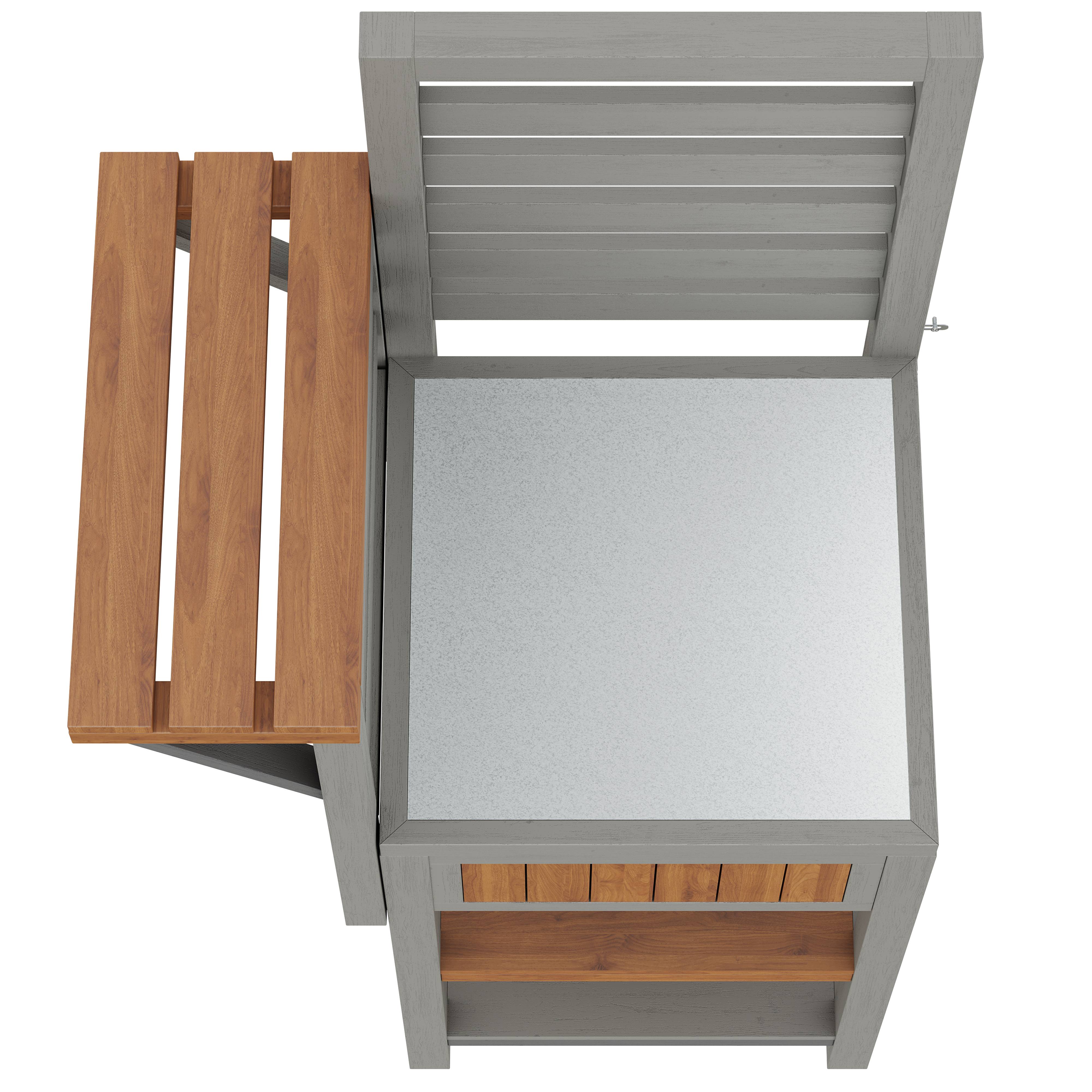 ComfortXL - Desserte jardin bois massif station barbecue avec plan travail inox 74x54x149cm naturel - ComfortXL Outdoor Living - Image 7
