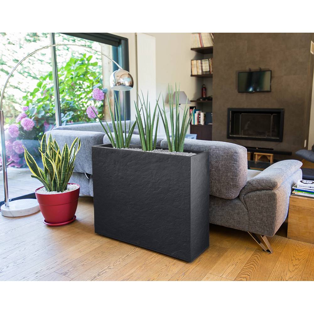 Eda - Jardinière rectangulaire volcania apparence pierre 63l-lot de 2 - Image 4