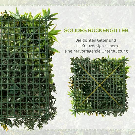 ComfortXL - Haie artificielle PE verte 12 panneaux 50 x 50 cm pour jardin balcon brise-vue UV surface totale 3 m² - Image 6