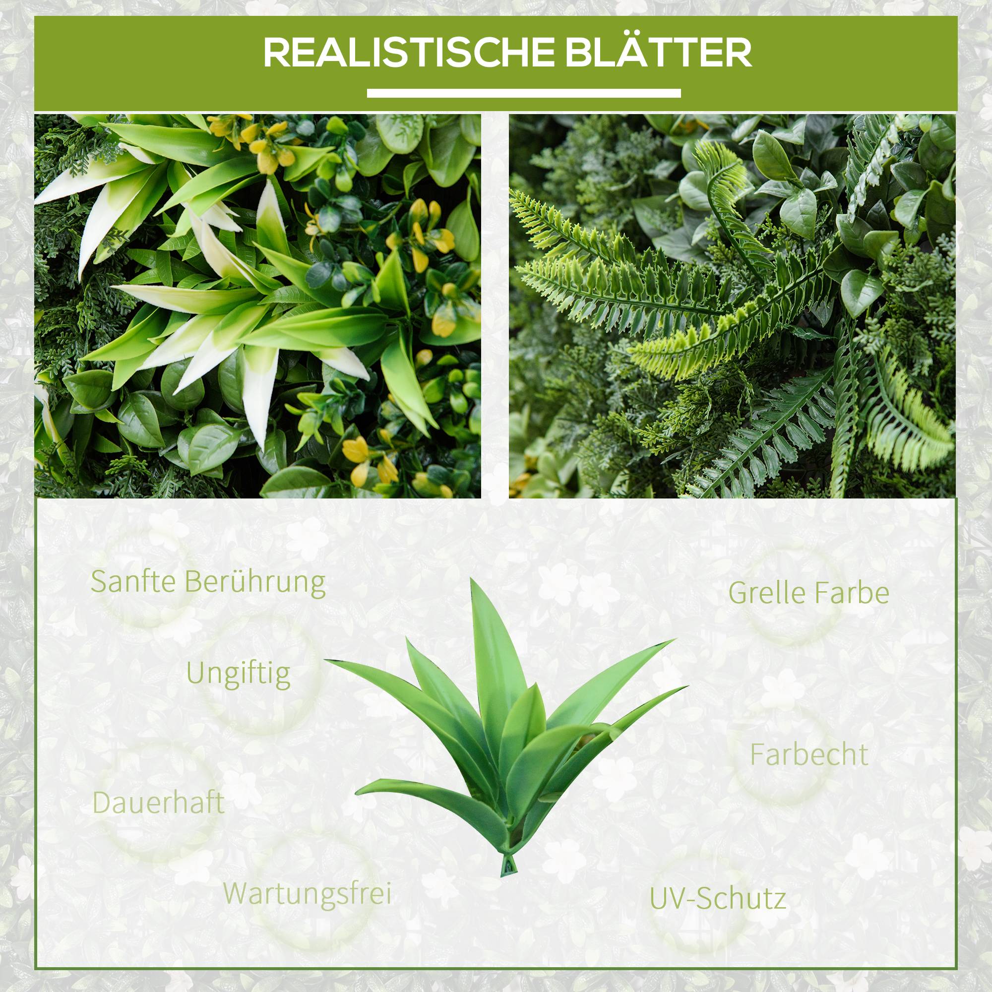 ComfortXL - Haie artificielle PE verte 12 panneaux 50 x 50 cm pour jardin balcon brise-vue UV surface totale 3 m² - Image 4