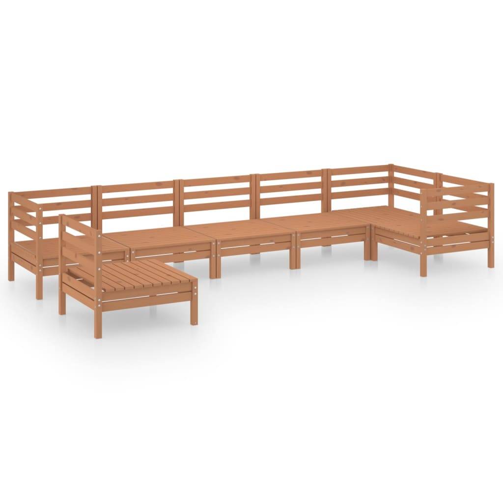 Helloshop26 - Salon de jardin meuble d'extérieur ensemble de mobilier 7 pièces bois de pin massif marron miel - Imagen 1