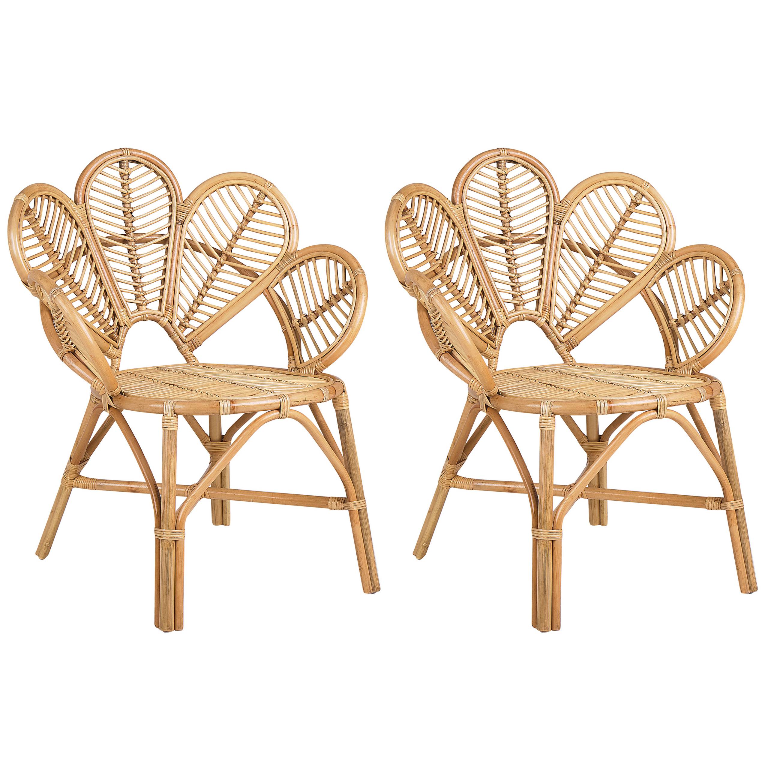 Chaises Paon Naturelles en Rotin Petits Fauteuils pour Intérieur et Extérieur Facile à Transporter et Empilable Boho Elégant Lot de 2 - Image 1